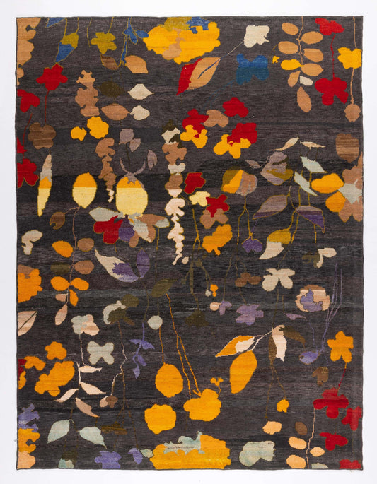 Floral Upcycled Yarn Handknotted Area Rug