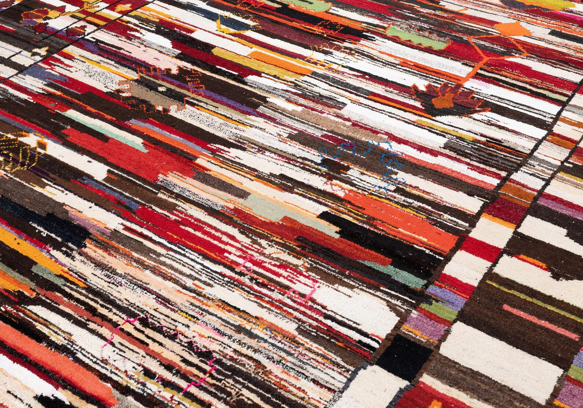 Vintage Turkish Rug, 9x12, Handknotted Wool Abstract Pictorial
