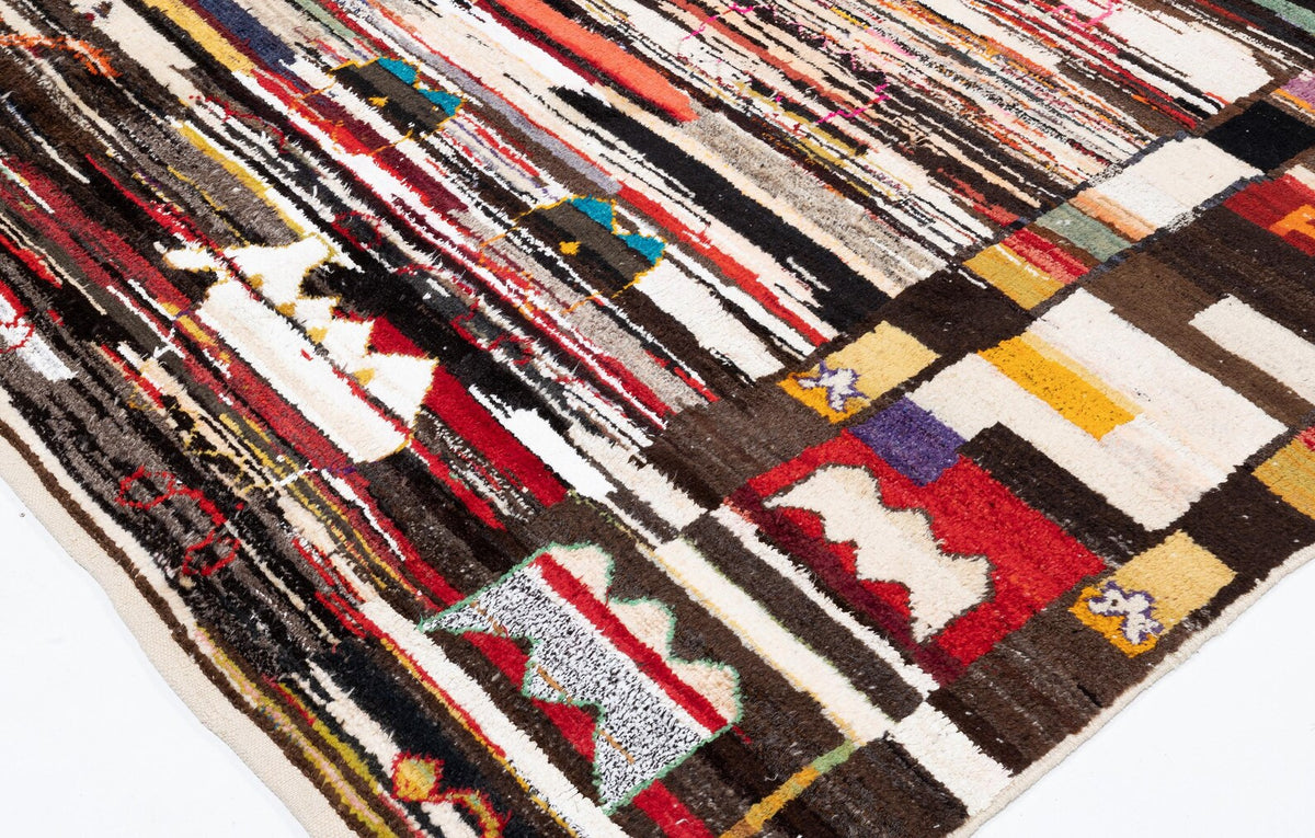 Vintage Turkish Rug, 9x12, Handknotted Wool Abstract Pictorial