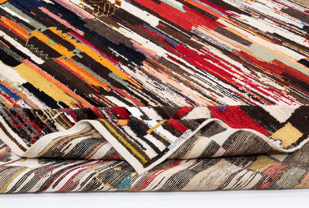 Vintage Turkish Rug, 9x12, Handknotted Wool Abstract Pictorial