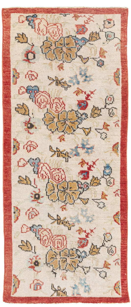 Vintage Turkish Runner Rug, 3x6 Small Oushak Hallway Rug, Handmade Wool Boho Floral Kitchen Rug, Antique Style Muted Entryway Decor, 2'7x5'6